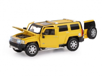 Машина ''АВТОПАНОРАМА'' Hummer H3, желтый, 1/24, свет, звук, в/к 24,5*12,5*10,5 см