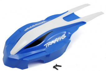 Canopy, front, blue/white, Aton