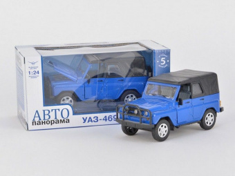 Машина ''АВТОПАНОРАМА'' УАЗ-469 1/24 в/к 22*12*11 см, синяя