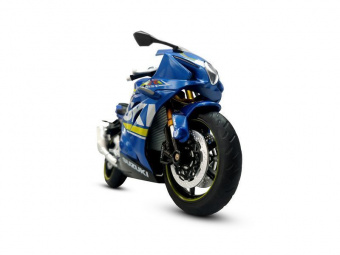 Мотоцикл АВТОПАНОРАМА SUZUKI GSR-R1000, 1/12, металл, синий, свободный ход колес