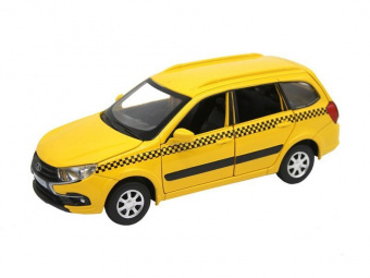 Машина ''АВТОПАНОРАМА'' LADA GRANTA CROSS ТАКСИ, желтый, 1/24, свет, звук, в/к 24,5*12,5*10,5 см
