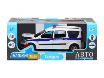 Машина ''АВТОПАНОРАМА'' LADA LARGUS Полиция, 1/24, свет, звук, инерция, в/к 24,5*12,5*10,5 см