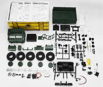 Внедорожник зеленый 1/16 4WD электро - Offroad Truck (зеленый корпус военный грузовик) набор для сборки