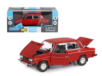 Машина ''АВТОПАНОРАМА'' ВАЗ 2106, 1/22, красный, инерция, в/к 24,5x12,5x10,5 см