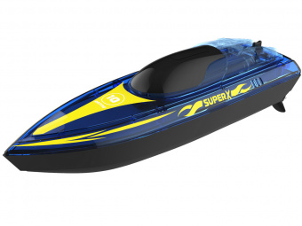 Радиоуправляемый катер Flytec V555 (голубой) с подсветкой 2.4G RTR