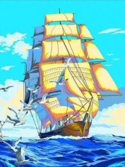 Картина по номерам Корабль и чайки 40х50
