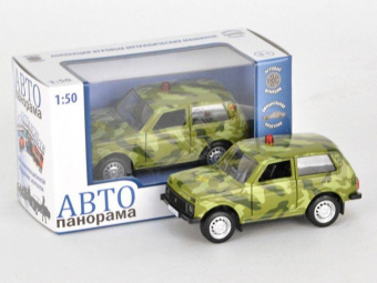 Машина ''АВТОПАНОРАМА'' инерц. ВАЗ 2121 1/50, в/к 12*7*5,5 см, защитный зеленый