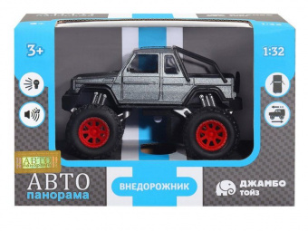 Машина ''АВТОПАНОРАМА'' Внедорожник,серый, 1/32, свет, звук, инерция, в/к 19*10*12,5 см