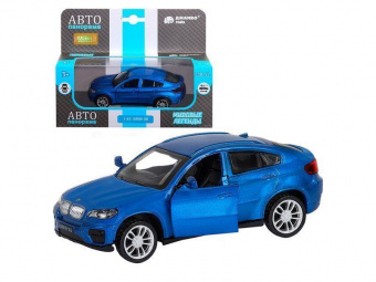 Машина АВТОПАНОРАМА BMW X6, 1/43, синий, инерция, откр. двери, в/к 17,5*12,5*6,5 см