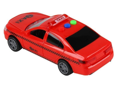 Машина AUTODRIVE Такси 15см инерц. на бат. со светом и звуком, красный,  в/к 19,5*8,5*10,5