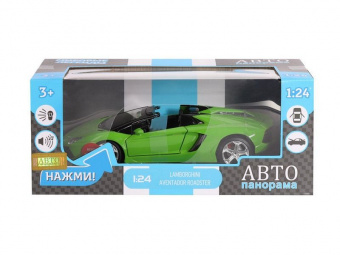 Машина ''АВТОПАНОРАМА'' Lamborghini Aventador Roadster-OPEN, зеленый, 1/24, в/к 24,5*12,5*10,5 см