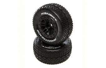Покрышка и колёсный диск перед/зад SpeedTreads Konekt SC, Traxxas Slash/Rustler, ECX 4x4 (2шт.) (чёр