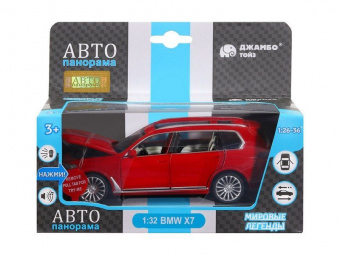 Машина ''АВТОПАНОРАМА'' BMW X7, красный, 1/32, свет, звук, инерция, в/к 17,5*13,5*9 см