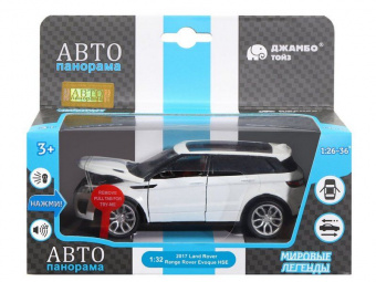 Машина ''АВТОПАНОРАМА'' Range Rover Evoque, белый, 1/32, свет, звук, инерция, в/к 17,5*13,5*9 см