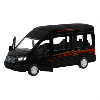 Машина АВТОПАНОРАМА Ford Transit, черный, 1/52, инерция, откр. двери, в/к 17,5*12,5*6,5 см
