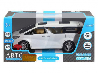Машина ''АВТОПАНОРАМА'' Toyota Alphard, белый, 1/29, свет, звук, инерция, в/к 20*10*11 см