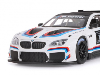 Машина ''АВТОПАНОРАМА'' BMW M6 GT3, белый, 1/24, свет, звук, в/к 24,5*12,5*10,5 см