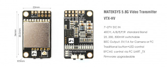 Видеопередатчик MATEKSYS 5.8Ghz VTX-HV BFCMS Control