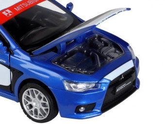 Машина АВТОПАНОРАМА Mitsubishi Lancer Evolution, 1/32, синий, свет, звук, в/к 18*9*13,5 см