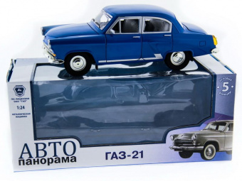 Машина ''АВТОПАНОРАМА'' ГАЗ-21 Волга 1/24 в/к 26*12*11см, синяя