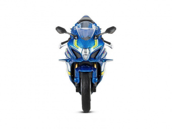 Мотоцикл АВТОПАНОРАМА SUZUKI GSR-R1000, 1/12, металл, синий, свободный ход колес