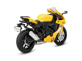 Мотоцикл АВТОПАНОРАМА YAMAHA YZF-R1, 1/18, металл, желтый, свободный ход колес