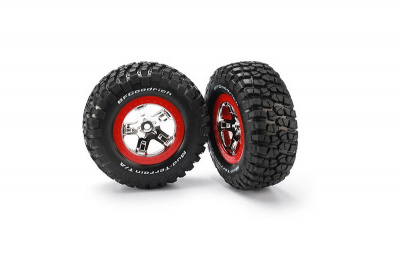 Tires & wheels, assembled, glued (SCT chrome, red beadlock style wheels, BFGoodrich® Mud-Terrain