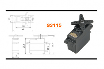 Аналоговая мини сервомашинка Futaba (2.8 кг-см 0,15 сек/60грд) FUS3115