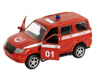 Машина ''АВТОПАНОРАМА'' Пожарная служба, красный, 1/50, инерция, в/к 12*7*5,5 см