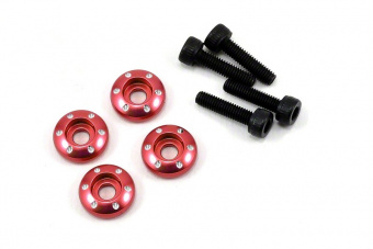 Wheel nut washer, machined aluminum, red / 3x12mm CS (4)
