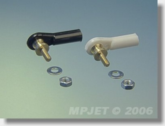 Шарнирный наконечник тяги короткий 7мм, пластик-латунь, M3-M3, черный, MPJet, 2шт.