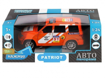 Машина ''АВТОПАНОРАМА'' УАЗ PATRIOT RALLY, 1/26, свет, звук, инерция, в/к 24,5*12,5*10,5 см