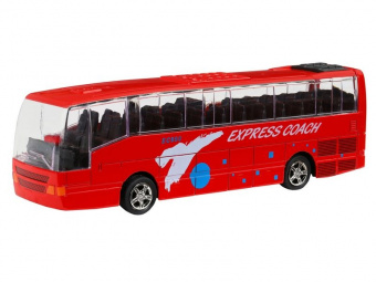 Автобус ''Автопанорама'', красный, 1/90, свет, звук, инерция, в/к 22*13,5*5,8 см
