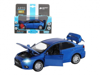 Машина ''АВТОПАНОРАМА'' Mitsubishi Lancer Evolution, синий, 1/32, свет, звук, в/к 17,5*12,5*6,5 см