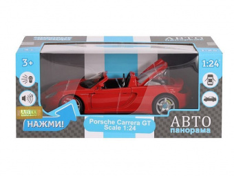 Машина ''АВТОПАНОРАМА'' Porsche Carrera GT, красный, 1/24, свет, звук, в/к 24,5*12,5*10,5 см