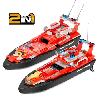Радиоуправляемый катер Flytec V102 конструктор 2 в 1 (159 деталей) 2.4G RTR