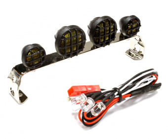 Realistic Roof Top Sport LED (4) Light Set 107mm Wide for 1/10 Scale Off-Road Vehicles (yellow)