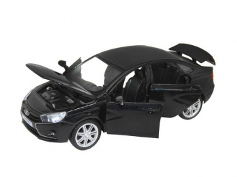 Машина ''АВТОПАНОРАМА'' LADA VESTA седан, 1/24,  черный металлик, свет, звук, в/к 24,5x12,5x10,5 см