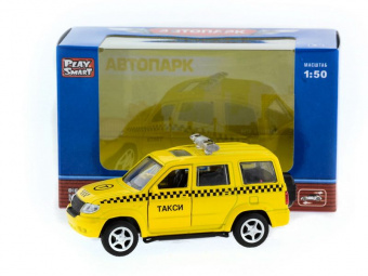 Машина ''АВТОПАНОРАМА'' инерц. УАЗ Патриот (такси) 1/50, в/к 12*7*5,5 см