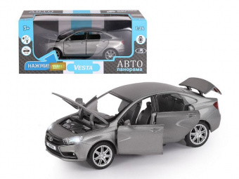 Машина ''АВТОПАНОРАМА'' LADA VESTA седан, 1/24,  серый, свет. звук. эффекты, в/к 24,5x12,5x10,5 см