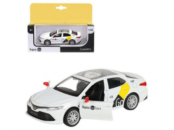 Машина АВТОПАНОРАМА Яндекс GO Toyota Camry, 1/43, белый, инерция, откр. двери, 17,5*12,5*6,5 см