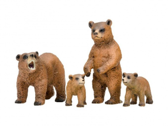 Набор фигурок животных MASAI MARA MM201-002 серии Мир диких животных: Семья медведей, 4 пр.