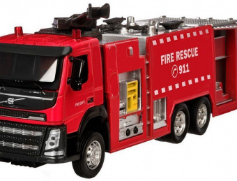 Машина ''АВТОПАНОРАМА'' Volvo пожарная машина, красный, 1/50, свет, звук, в/к 28*14*10 см