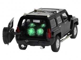 Машина ''АВТОПАНОРАМА'' Hummer H3, черный, 1/32, свет, звук, инерция, в/к 17,5*13,5*9 см
