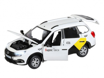 Машина ''АВТОПАНОРАМА'' Яндекс.Такси LADA GRANTA CROSS, белый, 1/24, свет, звук, в/к 24,5*12,5*10,5см