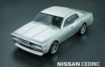 Кузов не окрашенный Nissan Cedric с отражателями, масками и наклейками 1:10