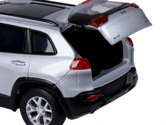 Машина АВТОПАНОРАМА Jeep  Cherokee, 1/32, серебряный, инерция, свет, звук, в/к 17,5*13,5*9 см