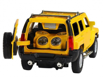 Машина ''АВТОПАНОРАМА'' Hummer H3, желтый, 1/32, свет, звук, инерция, в/к 17,5*13,5*9 см