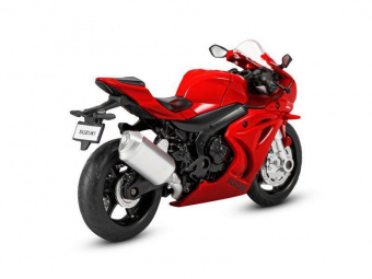 Мотоцикл АВТОПАНОРАМА SUZUKI GSR-R1000, 1/18, металл, красный, свободный ход колес