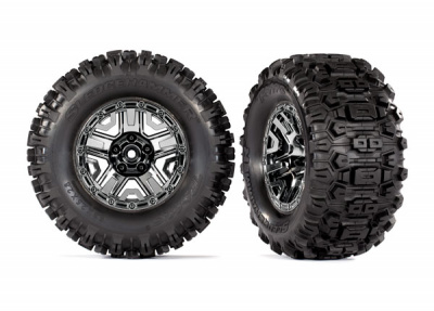 Колеса в сборе Tires & wheels, assembled, glued (black chrome 2.8'' wheels, Sledgehammer™ tires, foam inserts) (2) (TSM® rated)